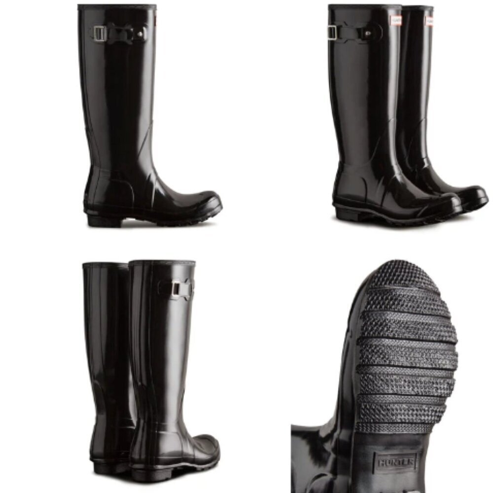 Hunter Glossy Black Women's Rain Boots